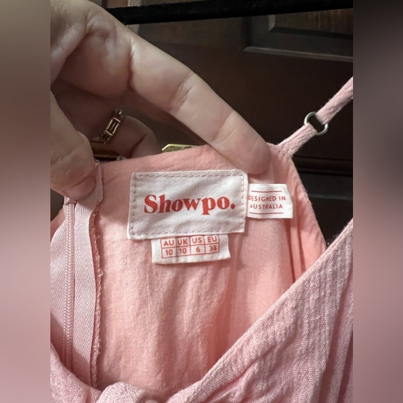 Showpo. Renewed Cut Out Tie Front Linen Look Jumpsuit in Pink Linen Look - Picture 8 of 12